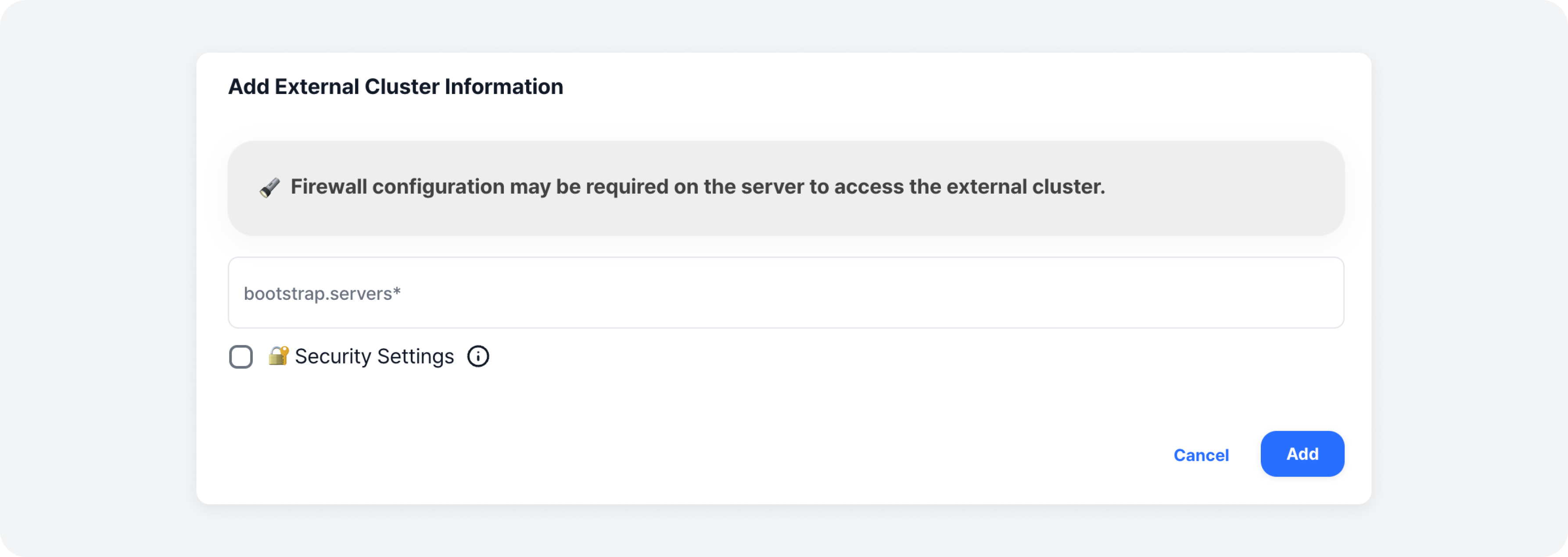2. Register External Cluster Information Modal
